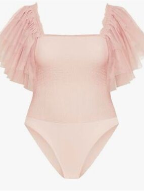 City Chic Blush Pink Ruffle Sleeve One-Piece